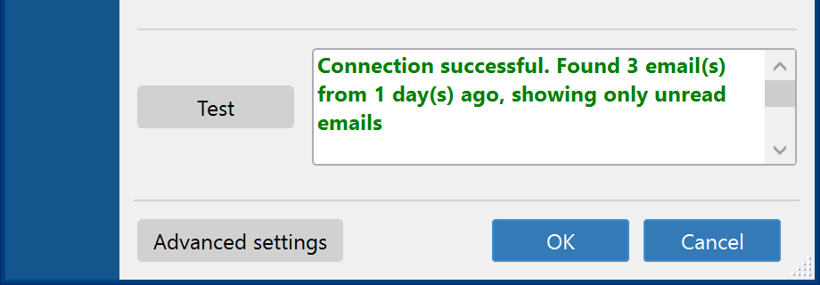 Email as Source in FolderMill, IMAP, Connection successful