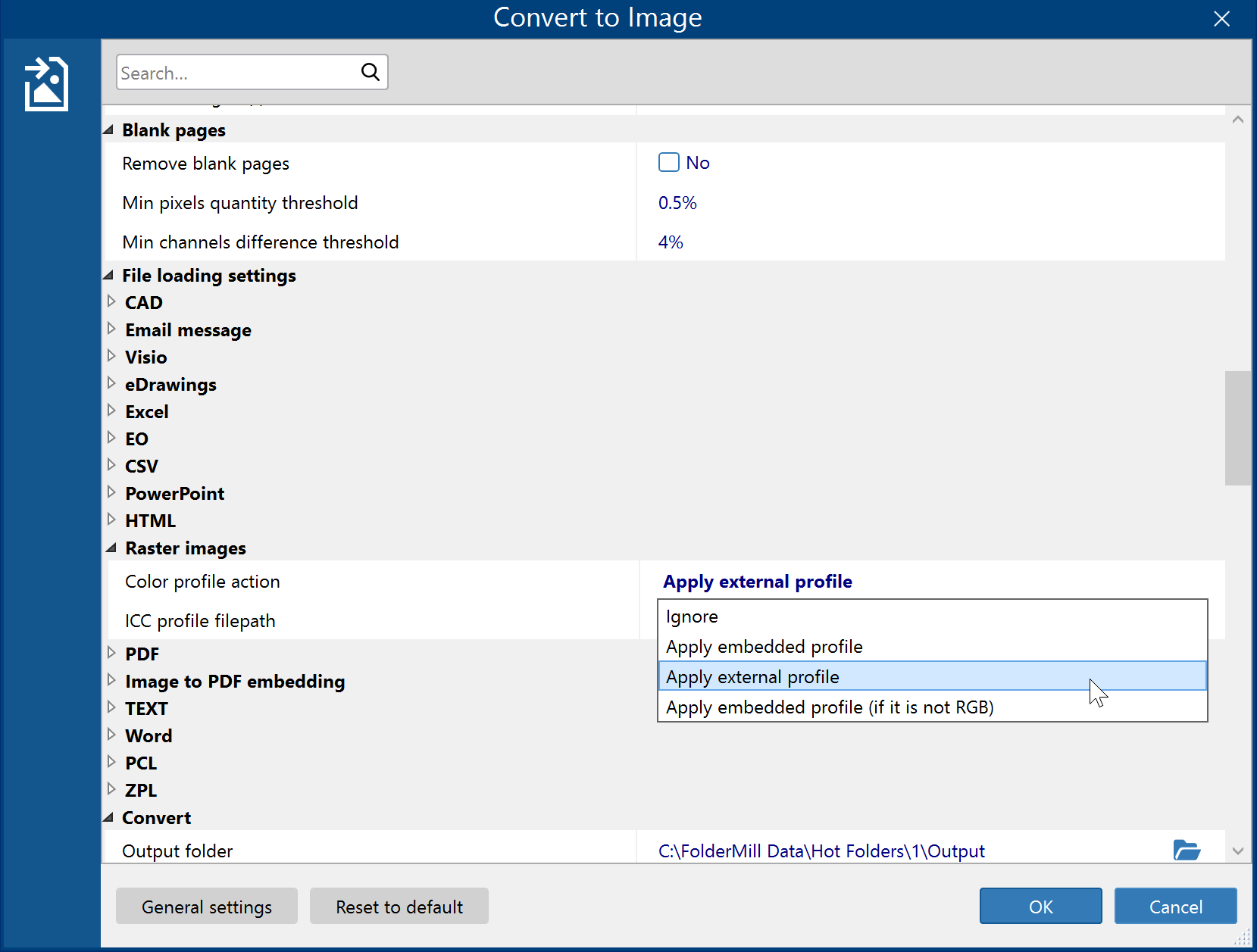 Apply external ICC profile