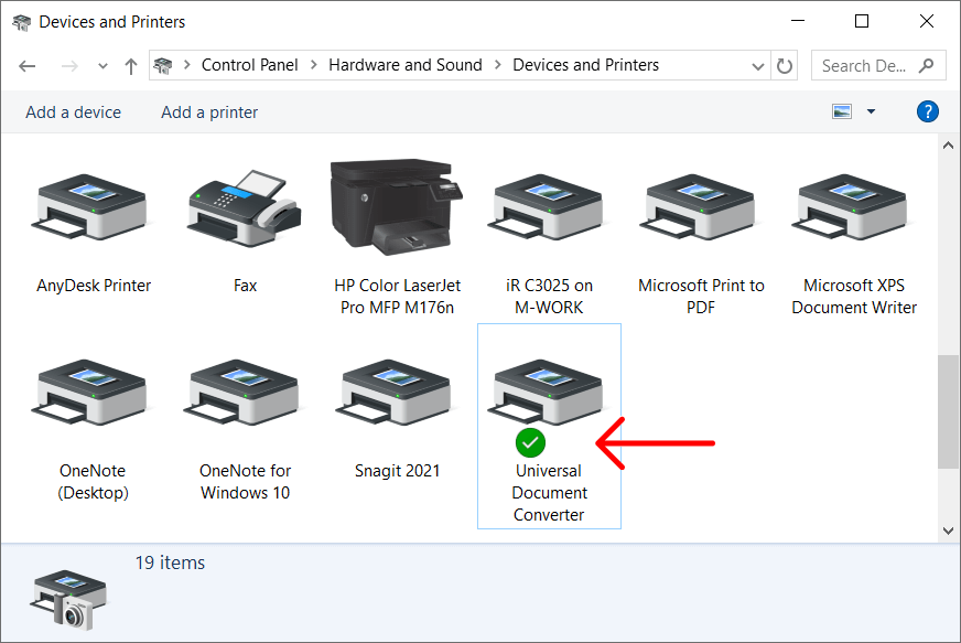 Changing the default printer in Windows