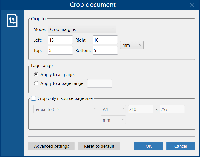 Crop document Action