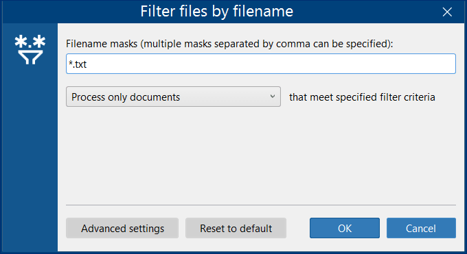 Apply file processing based on file list (.flist/.txt) using the "Filter by filename" action