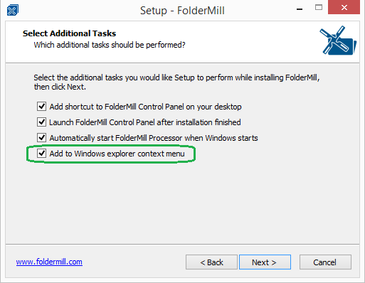 Enable "Process with FolderMill" context menu