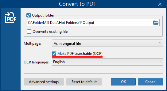 Create searchable PDFs (OCR) - Convert to PDF