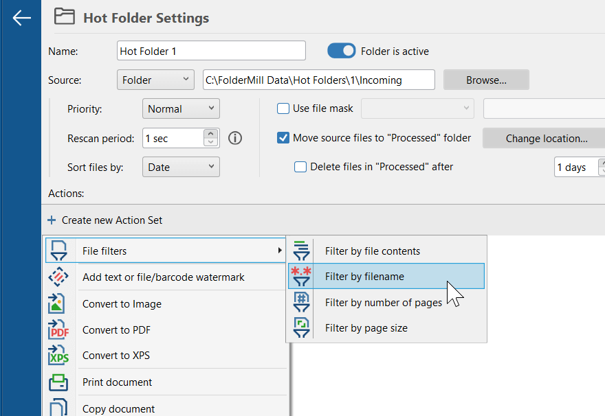 Сonvert multiple files to PDF starting with Filter by filename