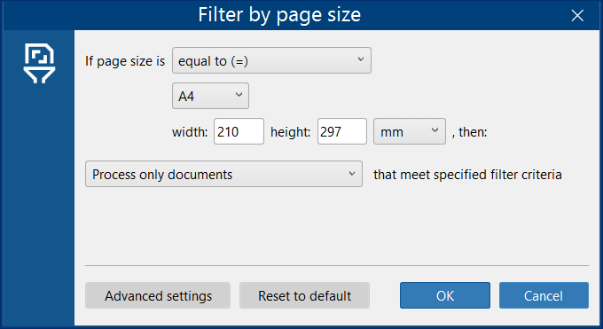 Filter by Paper Size Action in FolderMill Filter by Paper Size Action in FolderMill
