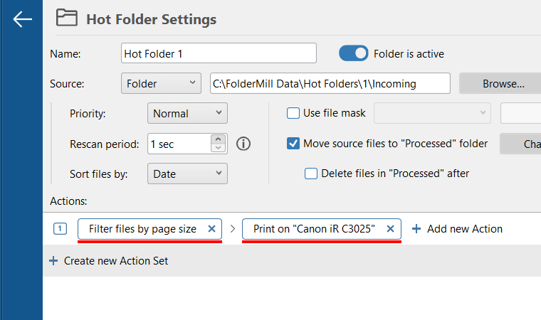 Hot Folder Settings: Filter files by paper size + Print Document Hot Folder Settings: Filter files by paper size + Print Document