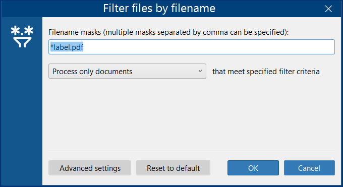 Use filename mask to process PDF files