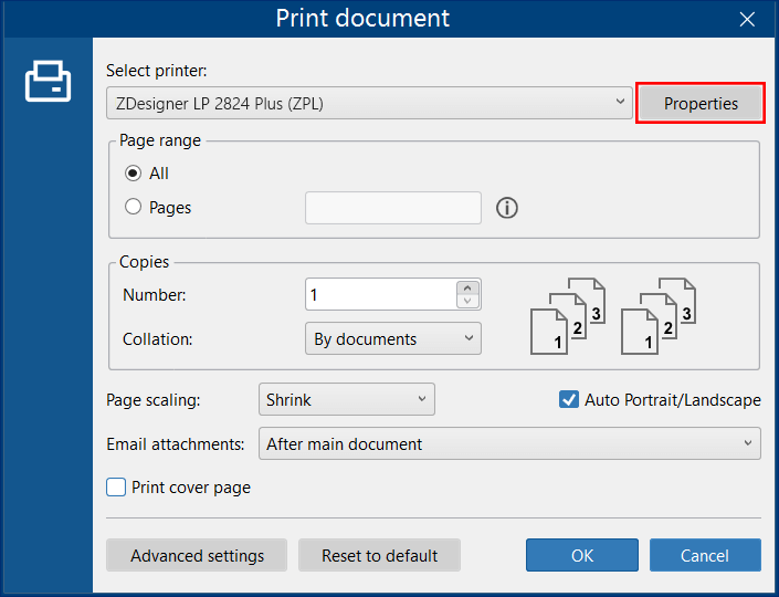 Select barcode printer to print label stickers