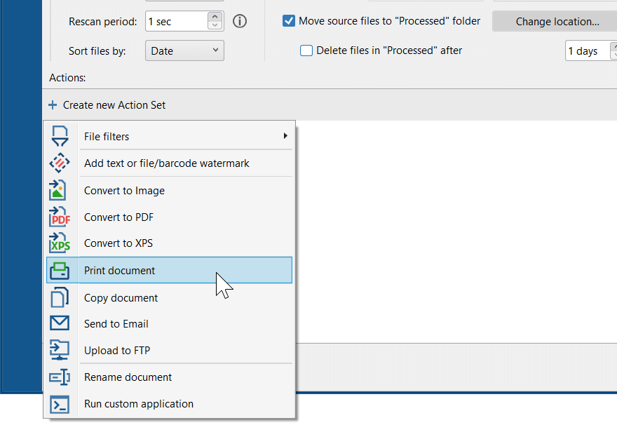 Print Document action in FolderMill