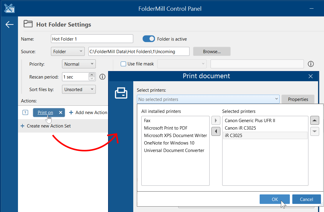 Printer load balancing in FolderMill: Set a range of printer to be used Printer load balancing in FolderMill: Set a range of printer to be used