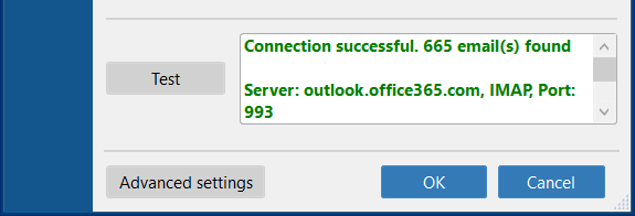 Email as Source in FolderMill, IMAP, Connection successful