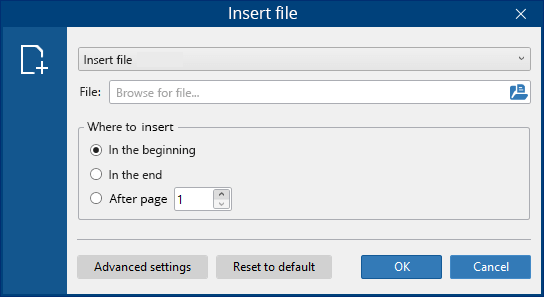 Insert file Action