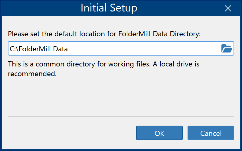 Initial setup of FolderMill