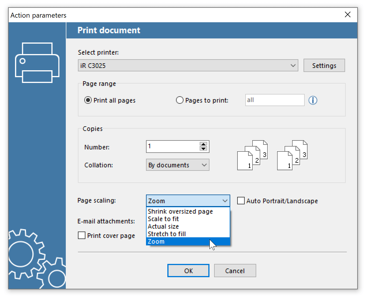 New Zoom scaling mode for Print document Action