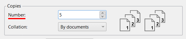 Select number of copies and type of collation Select number of copies and type of collation