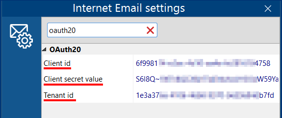 Application (client) ID, Client secret and Directory (tenant) ID in FolderMill