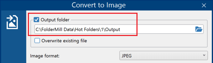 Convert to Image Action output folder location