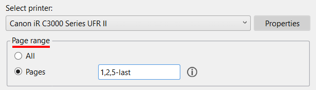 Select page range in FolderMill