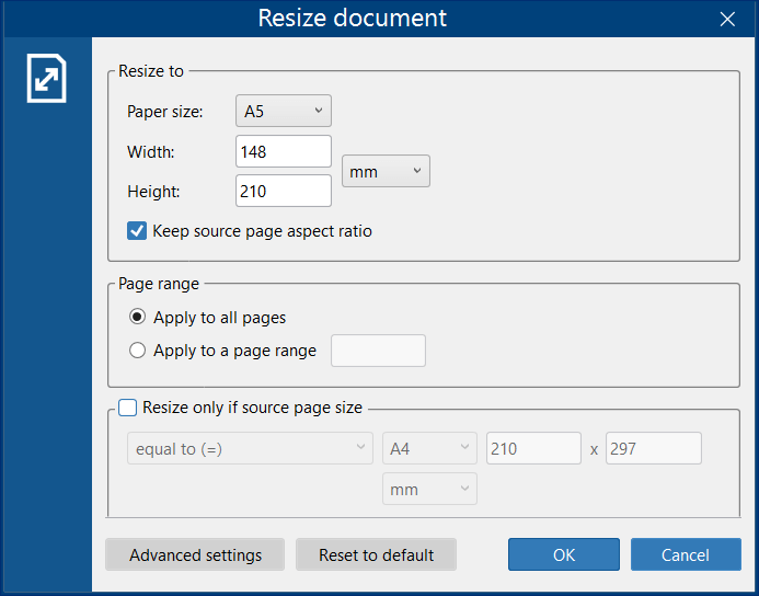 Resize document Action