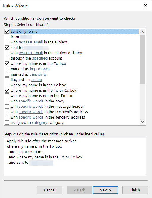Rules Wizard in Outlook