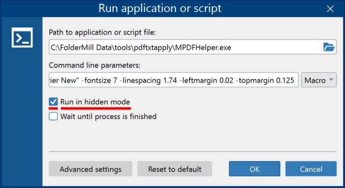 Run application or script in FolderMill