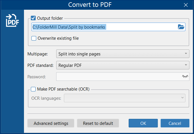 Setting output folder for Convert to PDF Action