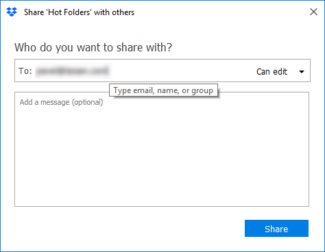 Share your Dropbox Hot Folders with other people