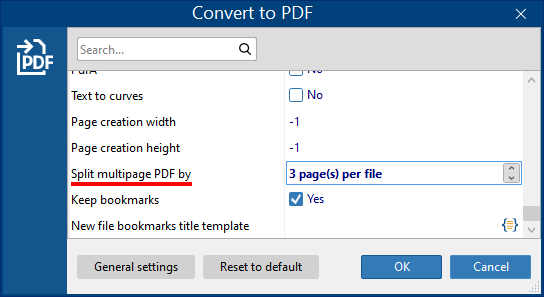 Split PDF by number of pages per file - FolderMill