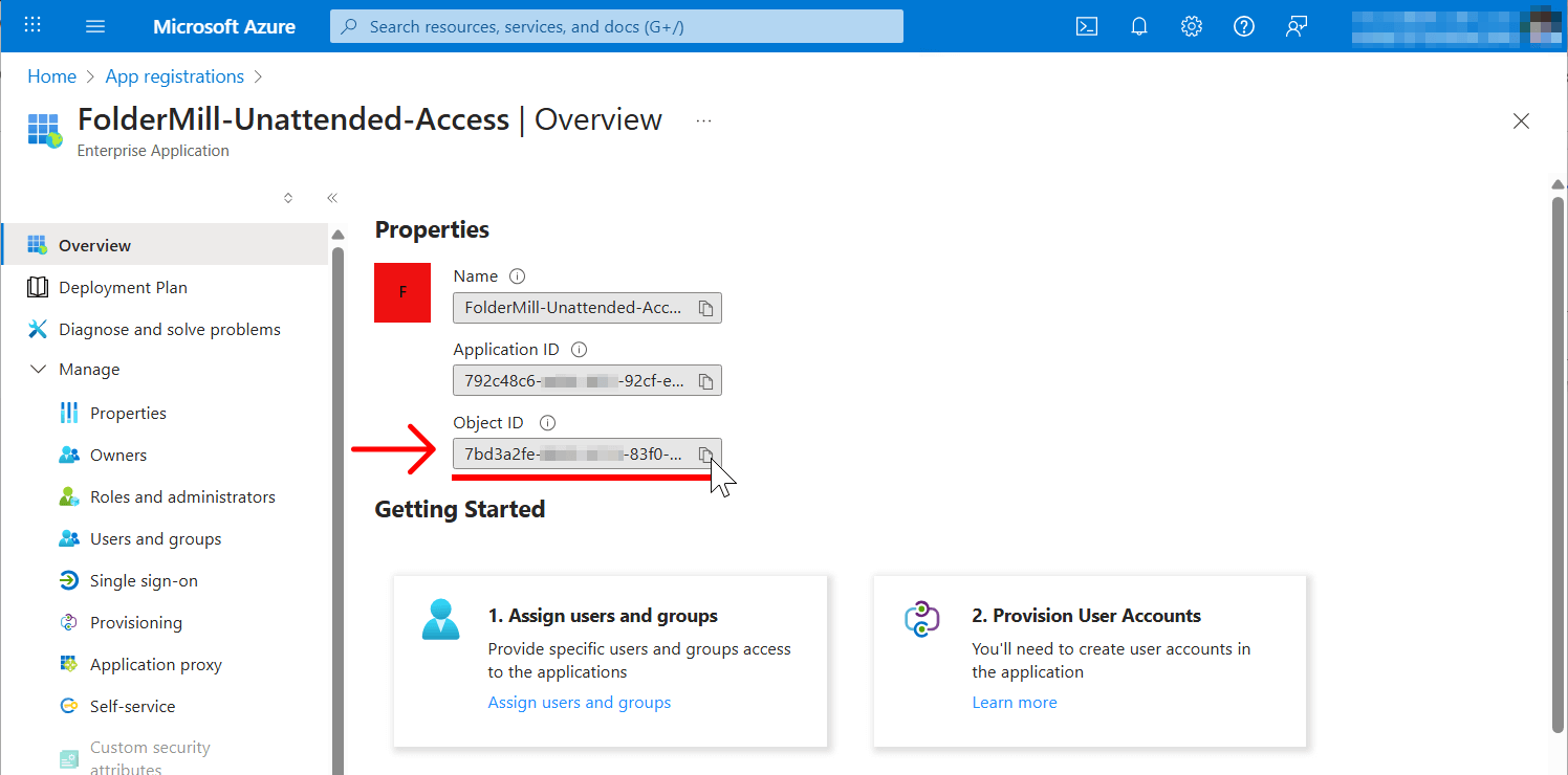 Copy the Object ID value and save it somewhere