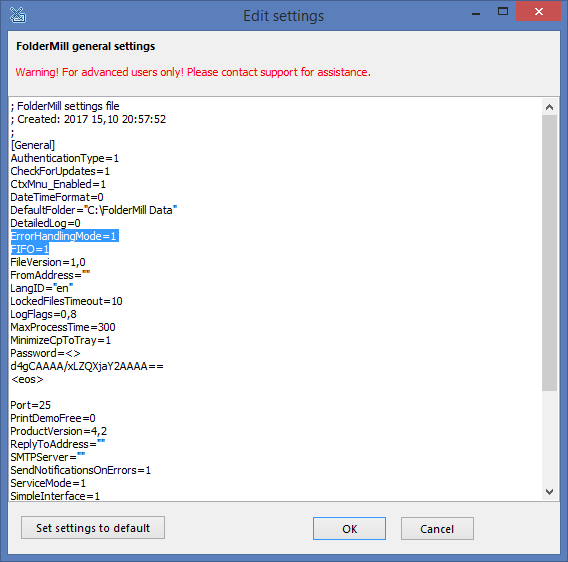 Enable Strict Mode in FolderMill Ini-file