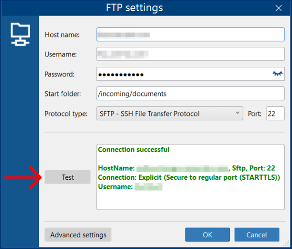 Test your SFTP connection