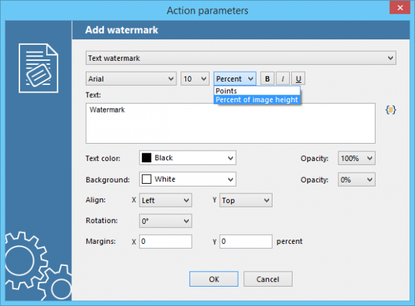 Specify text watermark font size as a percentage of page size
