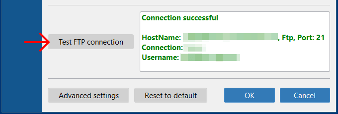 Test FTP connection