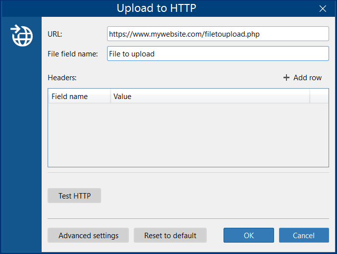 Upload to HTTP Action
