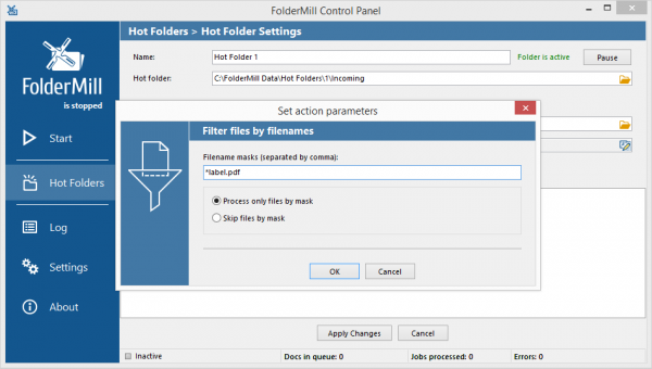 Use filename mask to process PDF files
